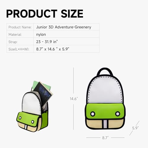 Original Cartoon Backpack (3D Adventure), Fun Novelty Backpacks Bags for Adults and Senior Year (Greenery, Small - J)4