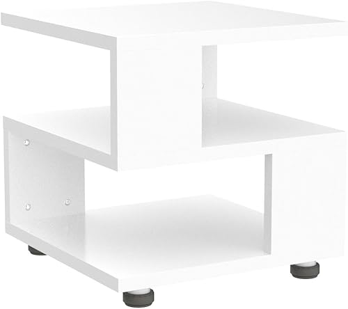 Miniatura 14 de MASAKA B&W - Mesitas de noche negras Magic Cube, estilo moderno - Mesitas de noche rectangulares de diseño hueco de 2 niveles, mesa de noche Negro