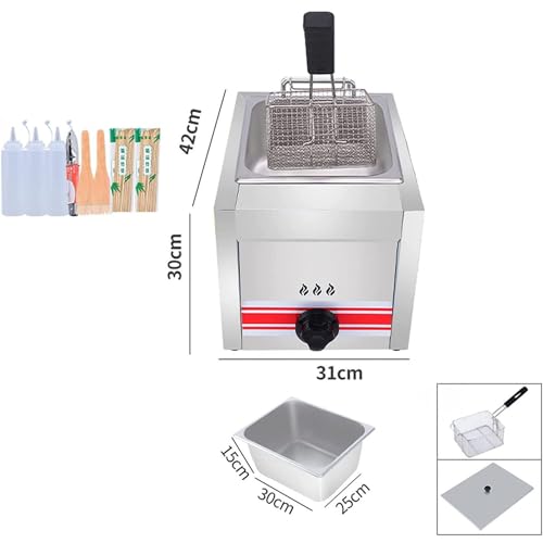 LJCSSD Gas Fat Fryer 10L 20L 30L Stainless Steel LPG Countertop Fryer with Baskets - Image 2