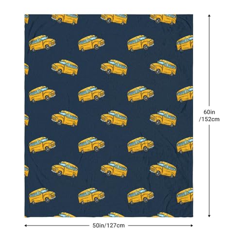 Image of School Bus Blanket - Fluffy Plush Fleece Throw for Kids & Adults, Yellow Bus Themed Driver Gift, Soft Cozy Blanket for Couch, Bed, Dorm Decor, 50x60 Inches