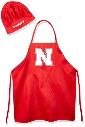 Pro Specialties Group NCAA Nebraska Cornhuskers Mens Chef Hat & Apron, Full Color Team Logo, One Size