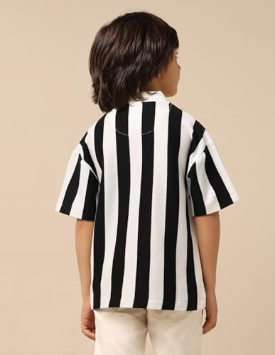 Image of Kids Boxy fit Boys Cotton Striped Short Sleeves Polo T-Shirts