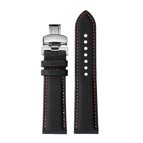 [X] 20 21m 22mm NCbN[X Fit For Meidu M005 M021 ɓK For Seiko IK t@Co[iC vXgbv ubN IW voh Y ANZT[(Black Orange si