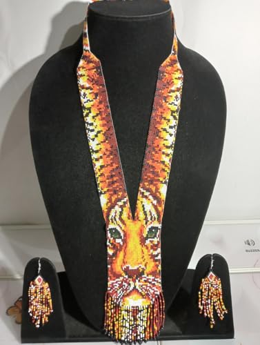 Collar de león ucraniano gerdan hecho a mano con cuentas de semillas tradicionales 2