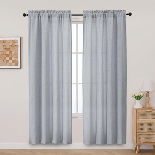 Aiyufeng Grey Curtains for Bedroom 72 Inch Length 2 Panels Set,Faux Linen Textured Fabric Curtains for Living Room Bathroom， Elegant Airy Light Filtering Window Drapes，42Wx72L, 2PCS by Aiyufeng - Used condition - US$12.99