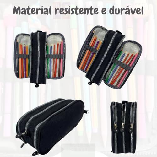 S´TYD Shop ´Till You Drop Estojo Escolar Box, Grande, com 3 Compartimentos e 14 Elásticos, Feminino,