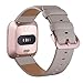 Surace Compatible for Fitbit Versa Bands, Leather Band Replacement Strap Compatible with Fitbit Versa 2 Bands Versa Lite Bands Smart Watch, Khaki