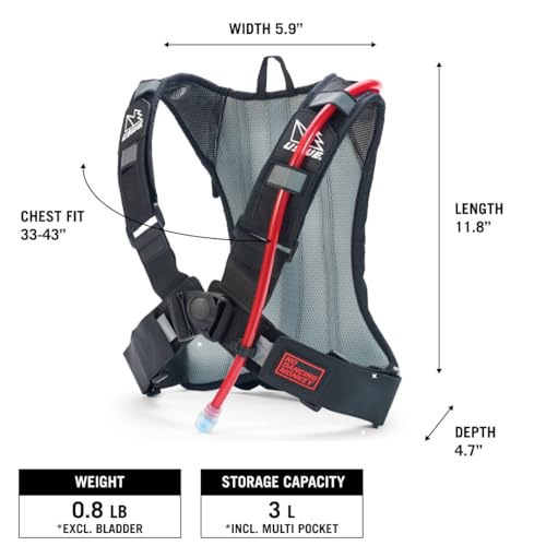 Trinkrucksack USWE Outlander für Erwachsene, Schwarz