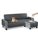 LINGLUCKY Funda para sofá de Tela Supersuave y elástica, Repelente al Agua (Gris Oscuro)