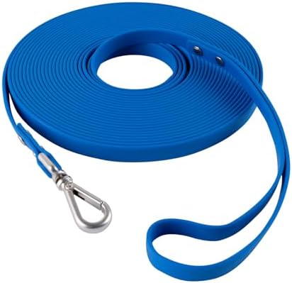 AUMAILI Dog Training Long Leash Waterproof Long Line Heavy Duty Outdoor Recall Lead 10ft 15ft 20ft 30ft 50ft for Small Medium Large Dog (Blue, 15FT)
