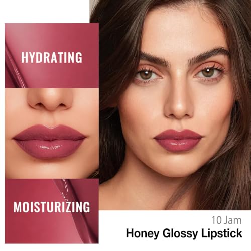 Image of evpct Dark Cherry Jam Honey Lipstick Tinted Lip Balm Oil Stick Women, 10 | Sheer Lightweight, Moisturizing, Shine, Volumizing, Hydrating Nourishing Serum for Glossy Nourished Lips, Cruelty-Free Vegan
