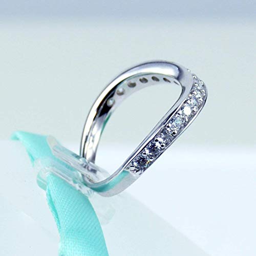 Curved Wedding Band, 925 Sterling Silver Ring, Cubic Zirconia Stones, Round Cut, Wedding Band, Silver Ring #TOP3