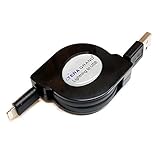 Tera Grand [Apple MFi Certified] Lightning to USB Sync and Charge Retractable Cable, 4 feet Black iPhone 7 Plus 7 6s 6 5s 5c 5 SE iPad Air Mini iPad 4th gen iPod 5th gen iPod nano 7th generation