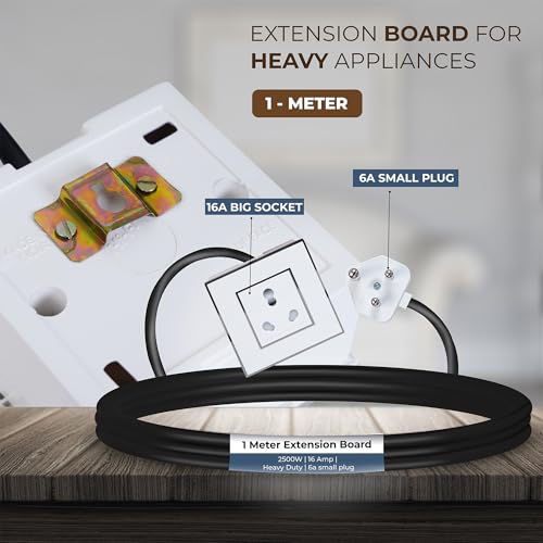 Image of Extension Board Heavy Duty Multi Socket 15A /16A /20A (2500 Watts 6A Small Plug, 1 Meter)