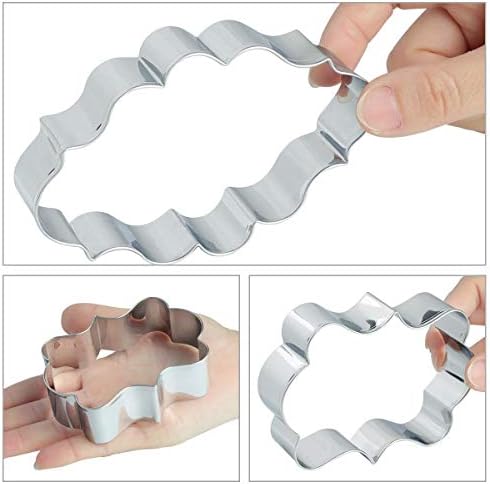 Plaque Cookie Cutter Set - 8 Pieces - Square,Oval,Rectangle,Photo Plaques Frame Fondant Cutters Stainless Steel Fondant Cake Biscuit Cutters for Parties or Wedding