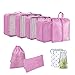Produktbild Packwürfel, 10 Stück Koffer-Organizer-Taschen  10 Verschiedene Größen, Reisegepäck-Verpackung, Organizer, hochwertige Reisetaschen, Vorteilsset für Reisen Pink Rose 10 Stück