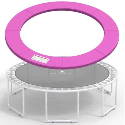 LANGXUN Universal Trampoline Repalcement Safety Pad, 8ft 10ft 12ft 14ft 15ft 16ft Waterproof Surround Spring Foam Cover for Round Frame 12ft Pink