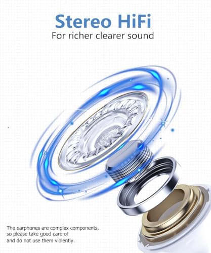 Image of Wireless Earbuds, Bluetooth 5.3 Headphones with HD Mic, Noise Cancelling, 48H Playback, Dual LED Display, USB-C, IP7 Waterproof for Running, Gym (Lighting White)