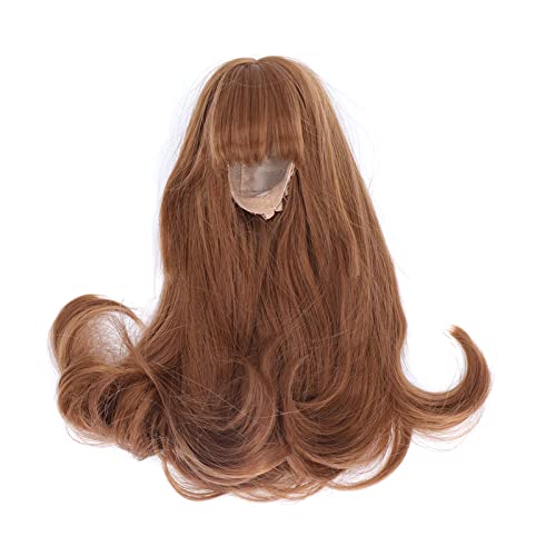 Respicefinem Toy Doll Wig Mesh Cloth Blunt Bangs Fake Hair For Simulation Doll Modeling Light Brown (Light Brown)