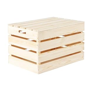 Wooden Chest Storage Chest Wooden Storage Box Log Basket with Lid Footstool Coffe Table (Small)