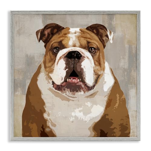 Bulldog Pet Collage Abstract Portrait, 12 x 12 Inch Framed Giclée Print