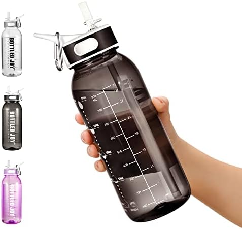 Acxilexy 1.5L Water Bottle with Straw, Leakproof Water Bottle with Time Markings, BPA-Free Water Bottles, Motivational Large Reusable Sport Water Bottle for Fitness, Gym, Hiking, Cycling