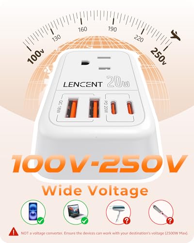 Image of LENCENT Foldable US to UK Ireland Travel Plug Adapter, PD 20W Type G Power Adaptor with 4 Outlet, USB C Fast Charger Adapter, USA to Dubai Scotland British London England Hong Kong Irish Qatar