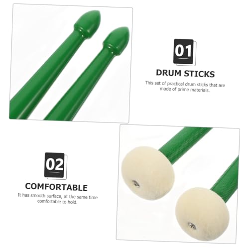 Baquetas profesionales de doble punta de fieltro y nylon verde oscuro miniatura 2