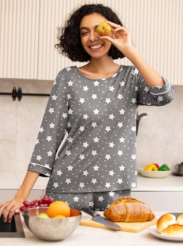 Image of PrinStory Womens Pajama Sets Capri Pjs Soft Lounge Sets XS-4XL
