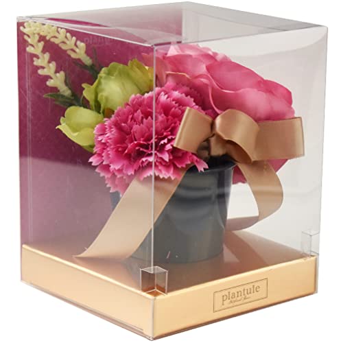 抗菌 消臭 防汚効果 人工観葉植物 カーネーションポット Sサイズ 造花 CT触媒 母の日 カーネーション 置物 フェイクグリーン インテリアグリーン(レッド)