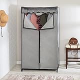 Honey-Can-Do 36-Inch Wide Double Door Portable Wardrobe Closet with Cover, Gray WRD-09195 Grey