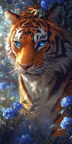 Kit Broderie 5D Peinture Diamant tigre et plante pour loisirs créatifs adultes