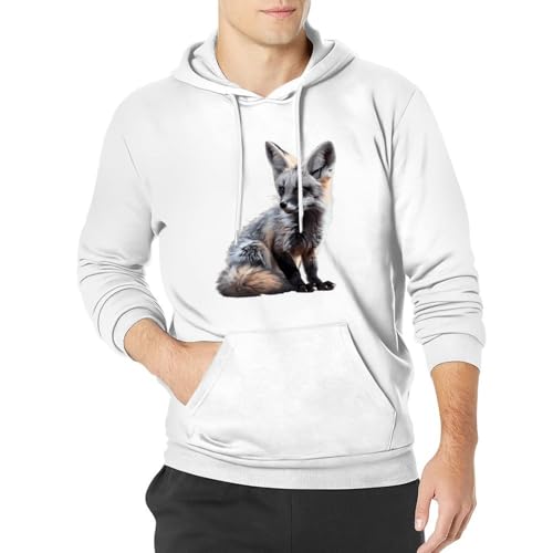 Bat-eared Fox Unisex Casual Hoodies Long Sleeve Lightweight Pullover Tops Loose Sweatshirt with Pocket