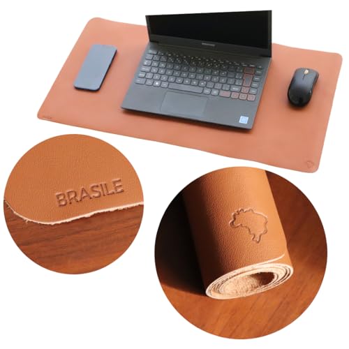 Desk Pad Mouse Pad Grande Tapete Mesa Gamer Desk Mat Couro Legítimo (Caramelo)