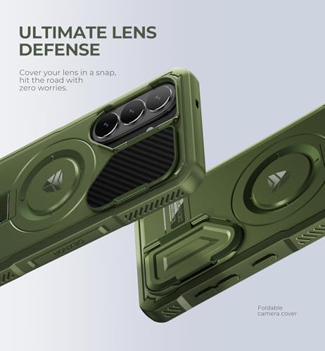 Image of Dexnor for Samsung Galaxy S26 Case with Camera Cover & Adjustable Kickstand & Screen Protector, Compatible with MagSafe, Rugged Shockproof Bumper Cases Magnetic Protective Cover(2026),6.3 inch,Army Green