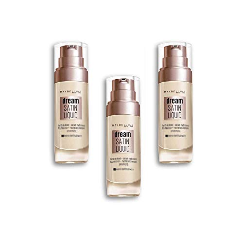 Maybelline New York Fond de Teint Dream Satin Fluide FPS13-03 Ivoire Claire, Lot de 3 (3 x 30ml)