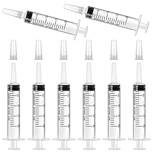 8 Stück 20ml Spritze mit Deckel,Kunststoffspritze sterile Verpackung mit Messung für wissenschaftliche Labore,Dispensieren,Messen von Flüssigkeiten,Tierfütterung,Pflanzenbewässerung