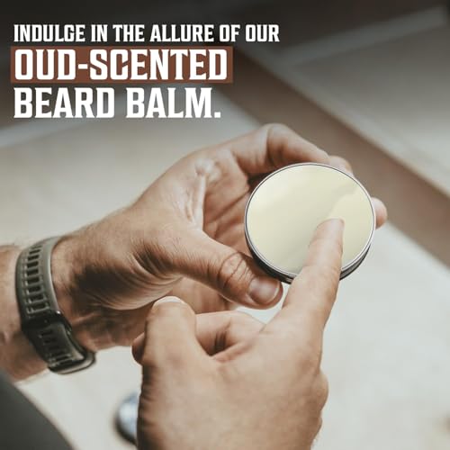 Viking Revolution Majestic Oud Beard Balm - Argan & Jojoba Beard Butter, Softener & Moisturizer with Beeswax - Wax for Men (2oz, 1 Pack)