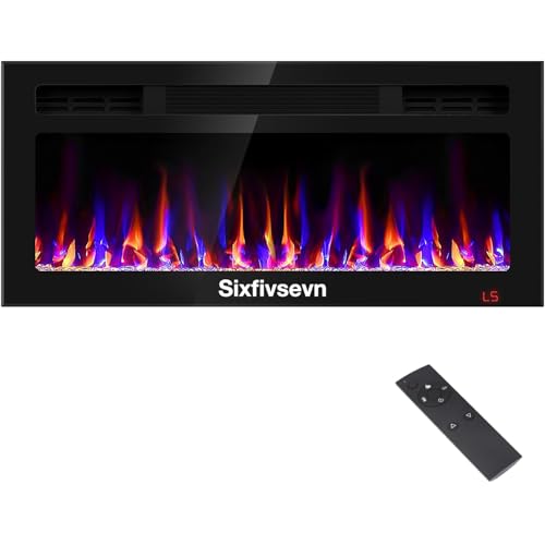Image of 36 Inch Electric Fireplace Recessed and Wall Mounted, Fireplace Heater and Linear Fireplace, Ultra-Thin Electric Fireplace, Low Noise, with Timer, Remote Control, Adjustable 12 Flame Color, 750 /1500W