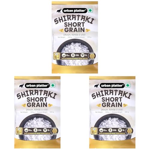 Image of Urban Platter Shirataki Short-Grain Rice, 220 g (Ultra Low-Carb, Low-Calorie, Keto-Friendly, Fat-Free, Gluten-Free Alternative To Rice) (Pack of 3)