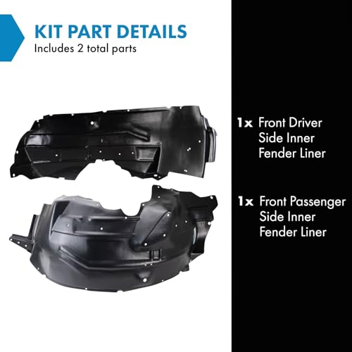 Image of TRQ Front Driver and Passenger Side Inner Fender Liner Set Compatible with 2004-2005 Ford F-250 Super Duty F-350 Super Duty