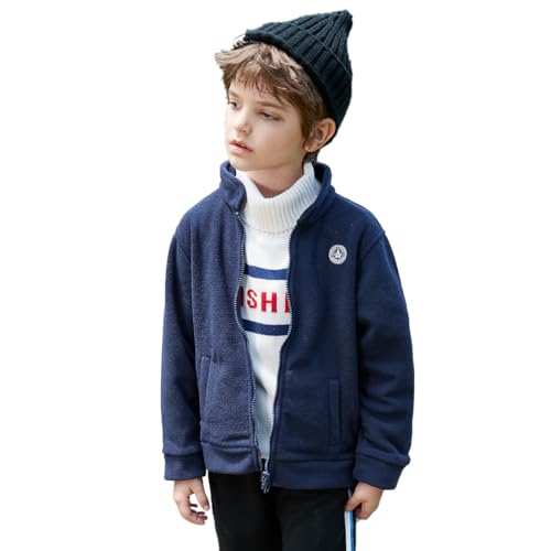 Boys' Fleece Jacket Warm and Plush Inner Lining Lightweight Breathable Blue Winter and Fall Outerwear for Boys