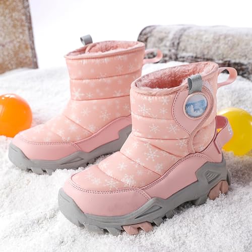 Boys Girls Snow Boots Lightweight Slip Resistan𝐭 Mid Calf Winter Shoes For Little/Big Kid Snow Boots For Kids Size 142