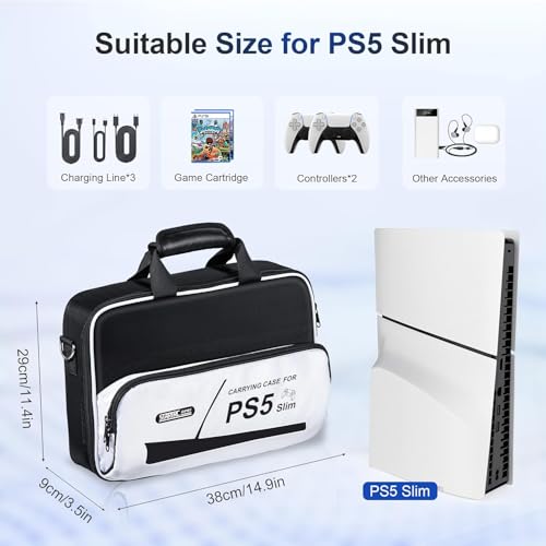 Image of New World for PS5 Slim Travel Bag Storage Bag ,Carrying Case for PS5 Slim, Large Capacity Protective Storage Bag Travel Bag Compatible with PlayStation 5 Slim Console and Controllers ( Only Bag)