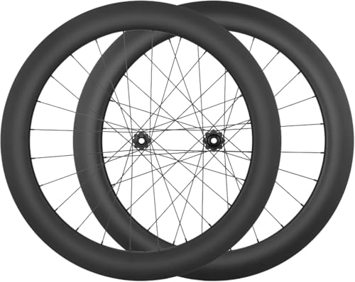 Paire De Roues De Vélo De Route en Fibre De Carbone 700C Hauteur 28/32/35/38/42/45/50/55/60/65/73MM Axe Traversant Frein À Disque Center Lock Moyeu 24H pour...
