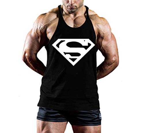 InleaderStyle Men's Bodybuilding S Logo Stringer Gym Tank Top-XL Black