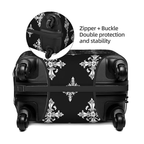 Christmas Black White Floral Luggage Cover Protector Elastic Washable Anti-Scratch Suitcase Covers With Zipper Closure For Luggage 18-32 Inch X-Large4
