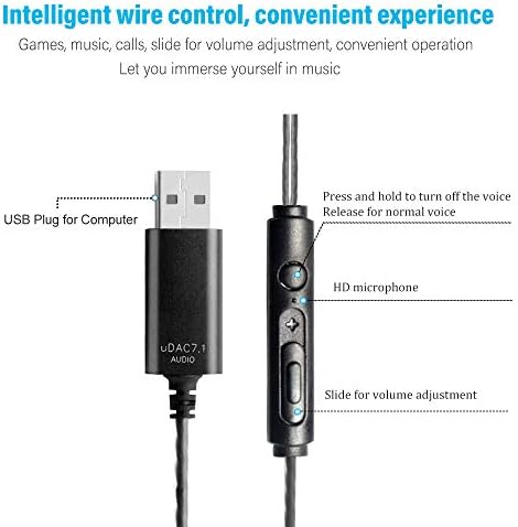okcsc USB Upgrade Interface U250 Headset With 2.5m Durable Cable Suitable for Laptop Desktop Computers, Wire-controlled Earphone With Microphone, Suitable for Computer Games, Online Meetings, Studying