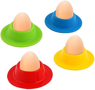 Vicloon Egg Holder Set, 4PCS Silicone Egg Cups Set Egg Cups Stand for Kitchen Boiled Eggs Breakfast
