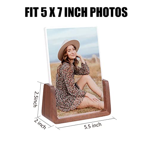 5X7 Picture Frame 2 Pack, Rustic Photo Frame With Solid Wood Base And High Definition Acrylic Glass Cover For Table Top Display, Home Decor Tabletop Artwork Picture Frames, Horizontal And Vertical (5X7 Inch, Vertical+Vertical) #TOP2